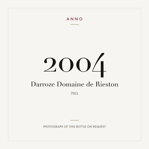 Darroze Domaine de Rieston Bas-Armagnac 2004 0,7l — ANNO vintage card; photograph of the actual bottle available on request
