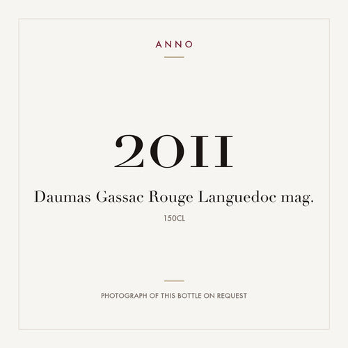 Mas de Daumas Gassac Languedoc Rouge 2011 AOC 1,5l — ANNO-Jahrgangskarte; Foto der tatsächlichen Flasche auf Anfrage