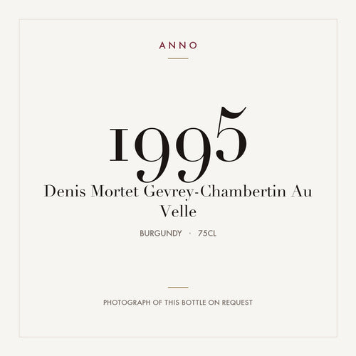 Denis Mortet Gevrey-Chambertin Au Velle 1995 AOC 0,75l — ANNO-årgangskort; foto af den faktiske flaske på forespørgsel