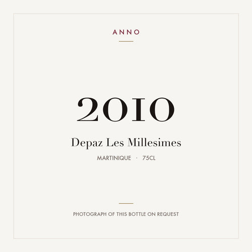 Depaz Les Millesimes 2010 0,75l from Martinique — ANNO vintage card; photograph of the actual bottle available on request