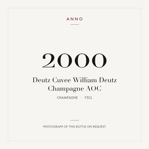 Deutz Cuvee William Deutz Champagne 2000 AOC 0,75l from Champagne — ANNO vintage card; photograph of the actual bottle available on request
