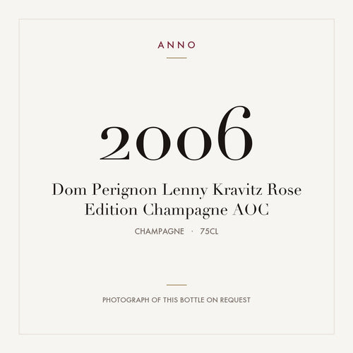 Dom Perignon Lenny Kravitz Rose Edition Champagne 2006 AOC 0,75l from Champagne — ANNO vintage card; photograph of the actual bottle available on request