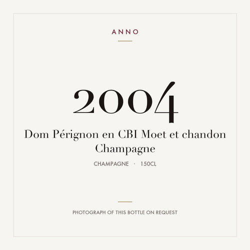 Dom Perignon Champagne 2004 AOC 1,5l — carte millésime ANNO ; photo de la bouteille réelle disponible sur demande
