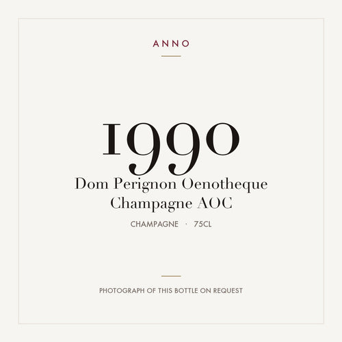 Dom Perignon Oenotheque Champagne 1990 AOC 0,75l from Champagne — ANNO vintage card; photograph of the actual bottle available on request