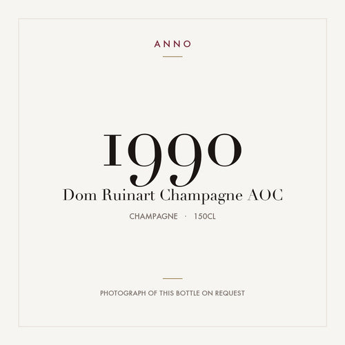 Dom Ruinart Champagne 1990 AOC 1,5l from Champagne — ANNO vintage card; photograph of the actual bottle available on request