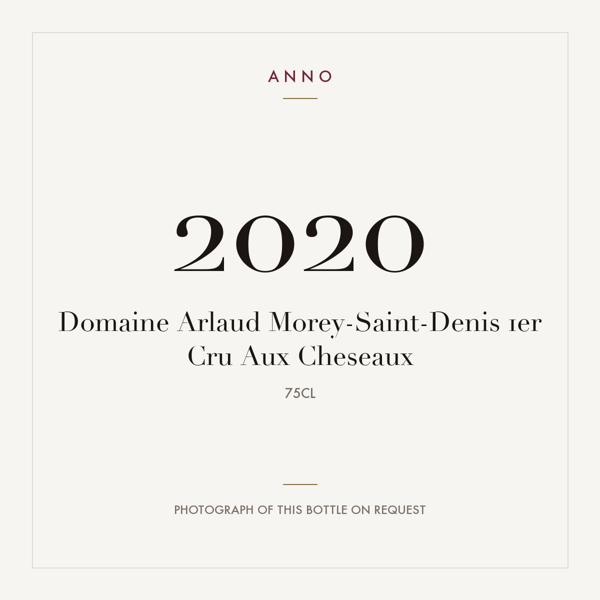 Domaine Arlaud Morey-Saint-Denis Premier Cru Aux Cheseaux 2020 AOC 0,75l — ANNO vintage card; photograph of the actual bottle available on request