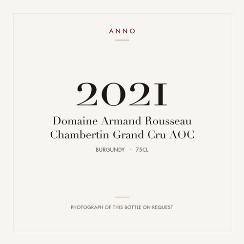 Domaine Armand Rousseau Chambertin Grand Cru 2021 AOC 0,75l, Borgonha — cartão de colheita ANNO; fotografia da garrafa real disponível a pedido