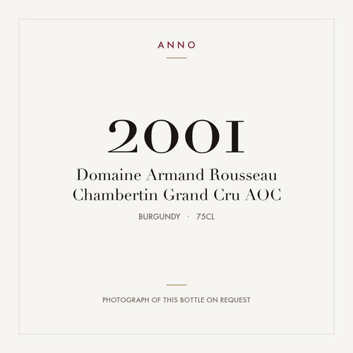 Domaine Armand Rousseau Chambertin Grand Cru 2001 AOC 0,75l from Burgundy — ANNO vintage card; photograph of the actual bottle available on request