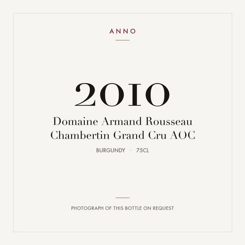 Domaine Armand Rousseau Chambertin Grand Cru 2010 AOC 0,75l from Burgundy — ANNO vintage card; photograph of the actual bottle available on request