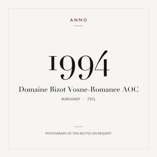 Domaine Bizot Vosne-Romanee 1994 AOC 0,75l, Burgund — ANNO-Jahrgangskarte; Foto der tatsächlichen Flasche auf Anfrage
