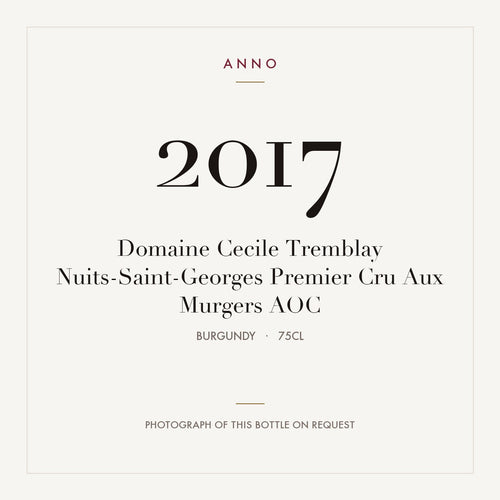 Domaine Cecile Tremblay Nuits-Saint-Georges Premier Cru Aux Murgers 2017 AOC 0,75l from Burgundy — ANNO vintage card; photograph of the actual bottle available on request