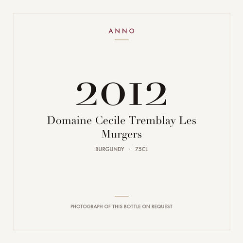 Domaine Cecile Tremblay Les Murgers 2012 0,75l, Burgund — ANNO-Jahrgangskarte; Foto der tatsächlichen Flasche auf Anfrage