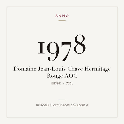 Domaine Jean-Louis Chave Hermitage Rouge 1978 AOC 0,75l, Rhône — ANNO-Jahrgangskarte; Foto der tatsächlichen Flasche auf Anfrage