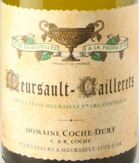 Domaine Coche-Dury Meursault Premier Cru Caillerets AOC — wine label, illustrative image