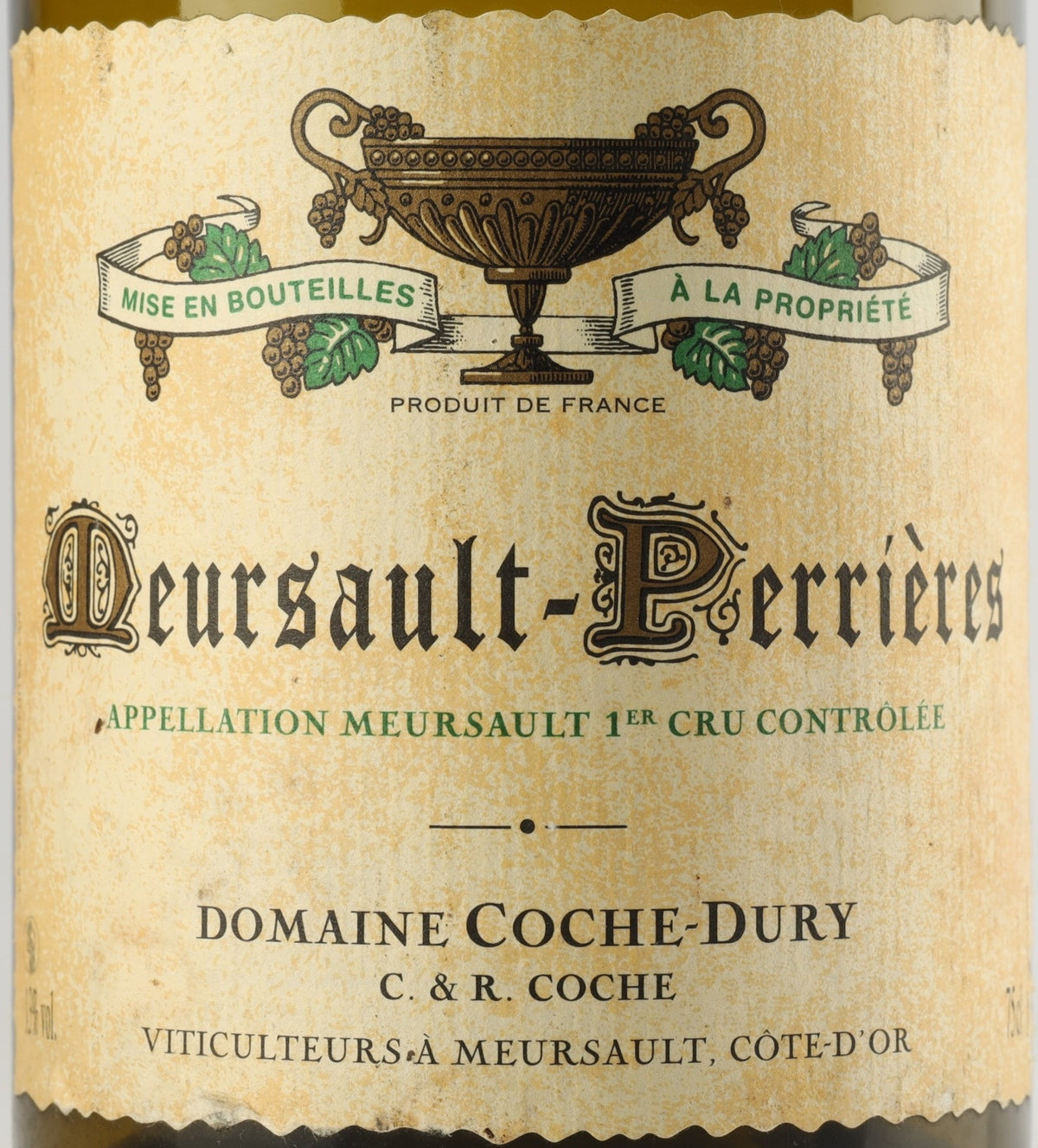 Domaine Coche-Dury Meursault Premier Cru Les Perrieres 2014 AOC 0,75l from Burgundy — ANNO vintage card; photograph of the actual bottle available on request