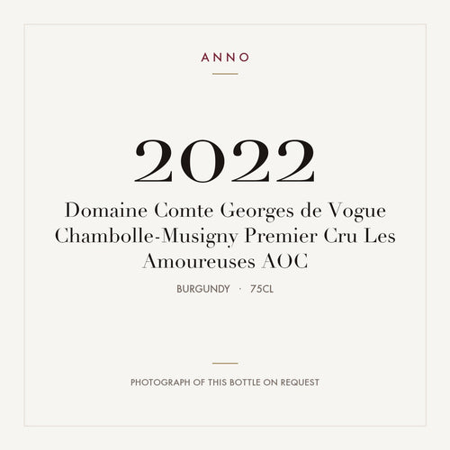 Domaine Comte Georges de Vogue Chambolle-Musigny Premier Cru Les Amoureuses 2022 AOC 0,75l, Bourgogne — ANNO-jaargangkaart; foto van de echte fles op aanvraag