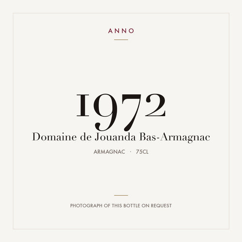 Domaine de Jouanda Bas-Armagnac 1972 0,75l from Armagnac — ANNO vintage card; photograph of the actual bottle available on request