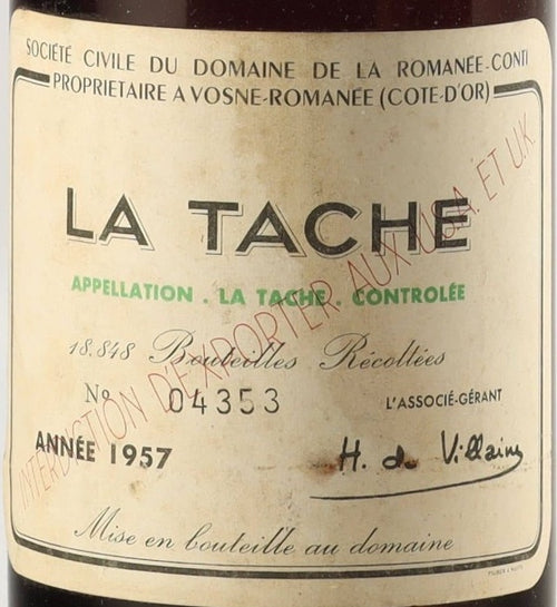 Domaine de la Romanee Conti La Tache 1957 0,75l — wine label