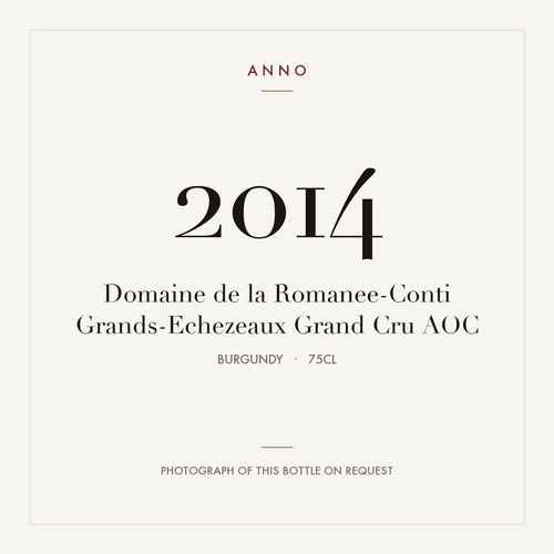 Domaine de la Romanee-Conti Grands-Echezeaux Grand Cru 2014 AOC 0,75l, 勃根地 — ANNO 年份卡;實際酒瓶照片可應要求提供