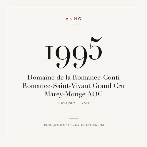 Domaine de la Romanee-Conti Romanee-Saint-Vivant Grand Cru Marey-Monge 1995 AOC 0,75l, Bourgogne — ANNO-jaargangkaart; foto van de echte fles op aanvraag
