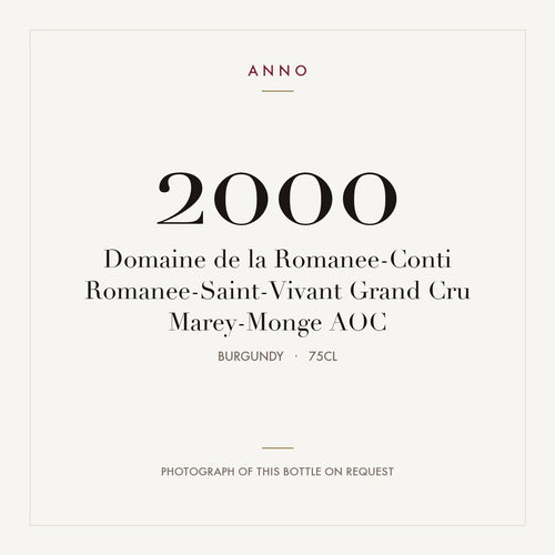 Domaine de la Romanee-Conti Romanee-Saint-Vivant Grand Cru Marey-Monge 2000 AOC 0,75l from Burgundy — ANNO vintage card; photograph of the actual bottle available on request