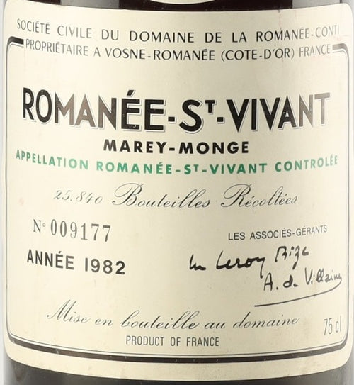 Domaine de la Romanee-Conti Romanee-Saint-Vivant Marey-Monge 1982 AOC 0,75l — wine label