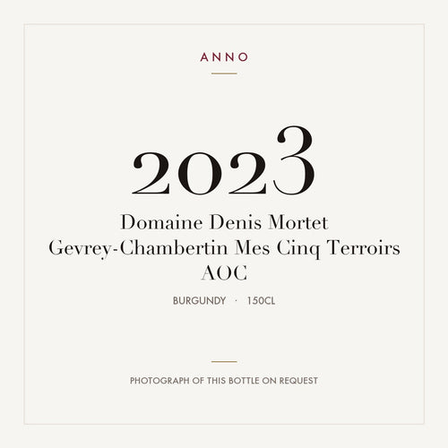 Domaine Denis Mortet Gevrey-Chambertin Mes Cinq Terroirs 2023 AOC 1,5l, Bourgogne — ANNO-årgangskort; foto af den faktiske flaske på forespørgsel