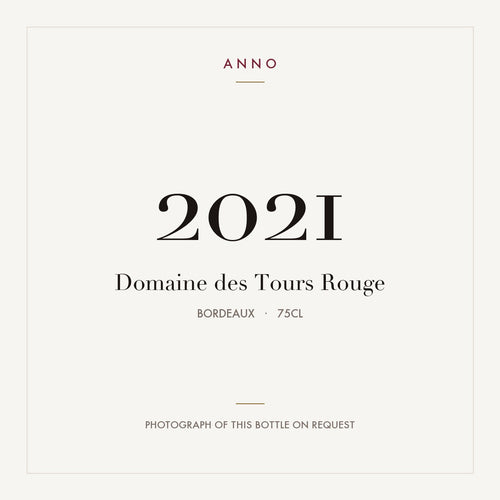 Domaine des Tours Rouge 2021 0,75l — ANNO-Jahrgangskarte; Foto der tatsächlichen Flasche auf Anfrage