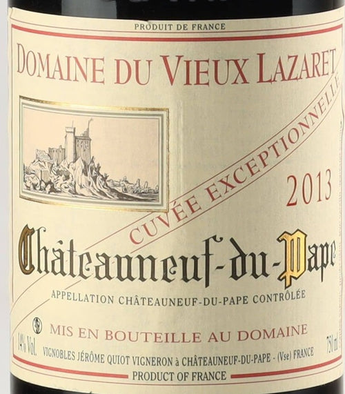 Domaine du Vieux Lazaret Chateauneuf-du-Pape Cuvee Exceptionnelle 2013 AOC 0,75l from Rhône — ANNO vintage card; photograph of the actual bottle available on request
