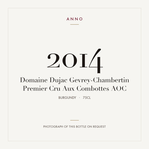 Domaine Dujac Gevrey-Chambertin Premier Cru Aux Combottes 2014 AOC 0,75l, Burgund — ANNO-Jahrgangskarte; Foto der tatsächlichen Flasche auf Anfrage