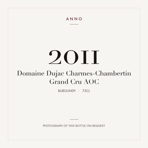 Domaine Dujac Charmes-Chambertin Grand Cru 2011 AOC 0,75l from Burgundy — ANNO vintage card; photograph of the actual bottle available on request