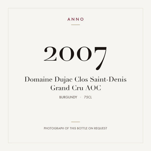 Domaine Dujac Clos Saint-Denis Grand Cru 2007 AOC 0,75l from Burgundy — ANNO vintage card; photograph of the actual bottle available on request