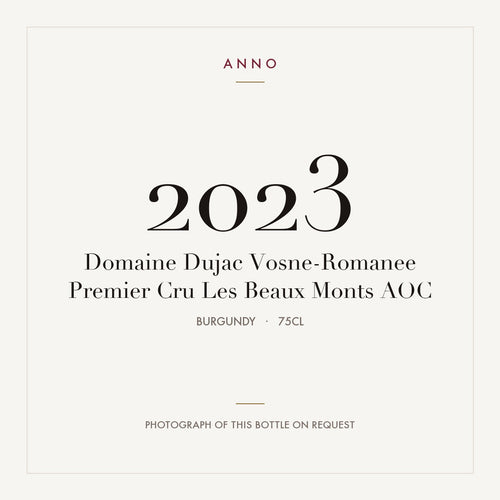 Domaine Dujac Vosne-Romanee Premier Cru Les Beaux Monts 2023 AOC 0,75l, Borgogna — card dell'annata ANNO; foto della bottiglia reale disponibile su richiesta