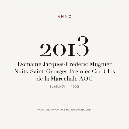 Domaine Jacques-Frederic Mugnier Nuits-Saint-Georges Premier Cru Clos de la Marechale 2013 AOC 1,5l, Borgogna — card dell'annata ANNO; foto della bottiglia reale disponibile su richiesta