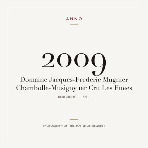 Domaine Jacques-Frederic Mugnier Chambolle-Musigny Premier Cru Les Fuees 2009 AOC 0,75l — ANNO vintage card; photograph of the actual bottle available on request