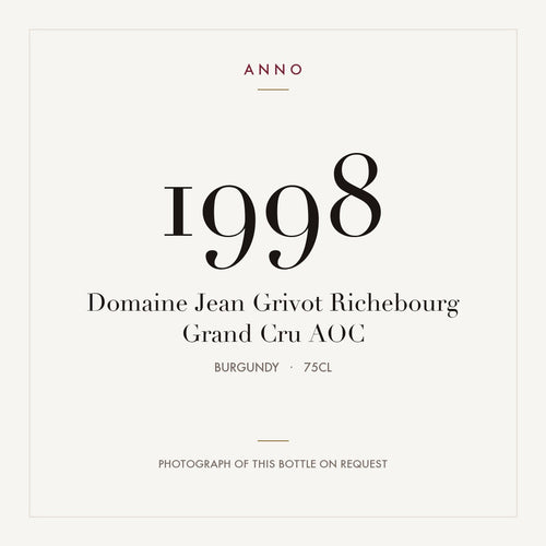 Domaine Jean Grivot Richebourg Grand Cru 1998 AOC 0,75l, Бургундия — карточка урожая ANNO; фото настоящей бутылки по запросу