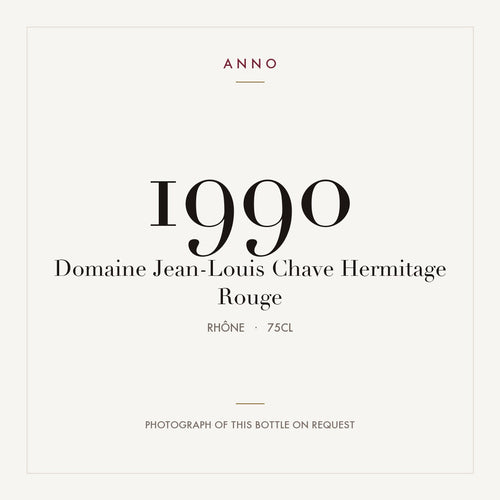 Domaine Jean-Louis Chave Hermitage Rouge 1990 AOC 0,75l — ANNO-Jahrgangskarte; Foto der tatsächlichen Flasche auf Anfrage