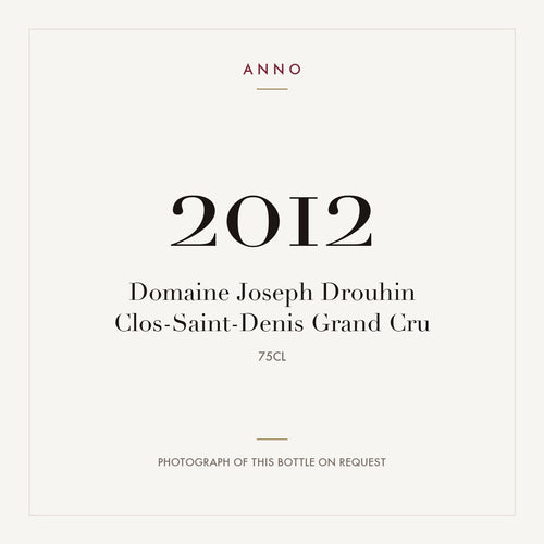 Domaine Joseph Drouhin Clos-Saint-Denis Grand Cru 2012 AOC 0,75l — carte millésime ANNO ; photo de la bouteille réelle disponible sur demande