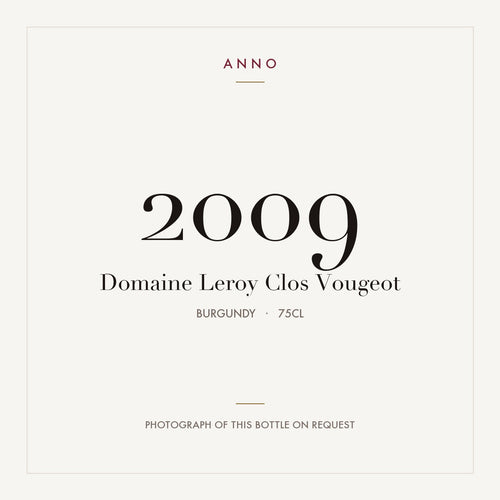 Domaine Leroy Clos Vougeot 2009 0,75l — card dell'annata ANNO; foto della bottiglia reale disponibile su richiesta