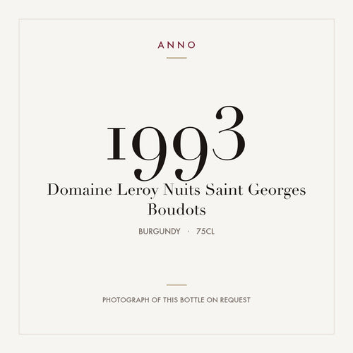 Domaine Leroy Nuits Saint Georges Boudots 1993 0,75l — карточка урожая ANNO; фото настоящей бутылки по запросу