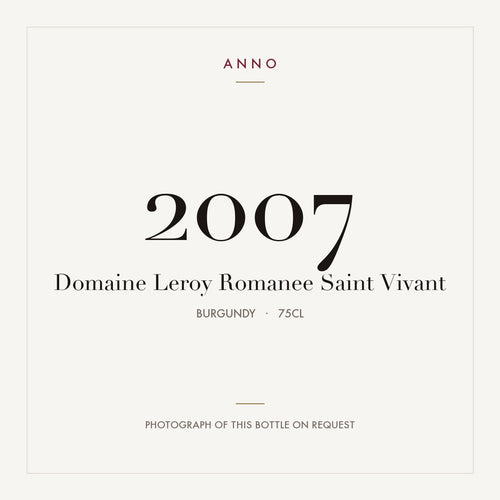 Domaine Leroy Romanee-Saint-Vivant Grand Cru 2007 AOC 0,75l — card dell'annata ANNO; foto della bottiglia reale disponibile su richiesta
