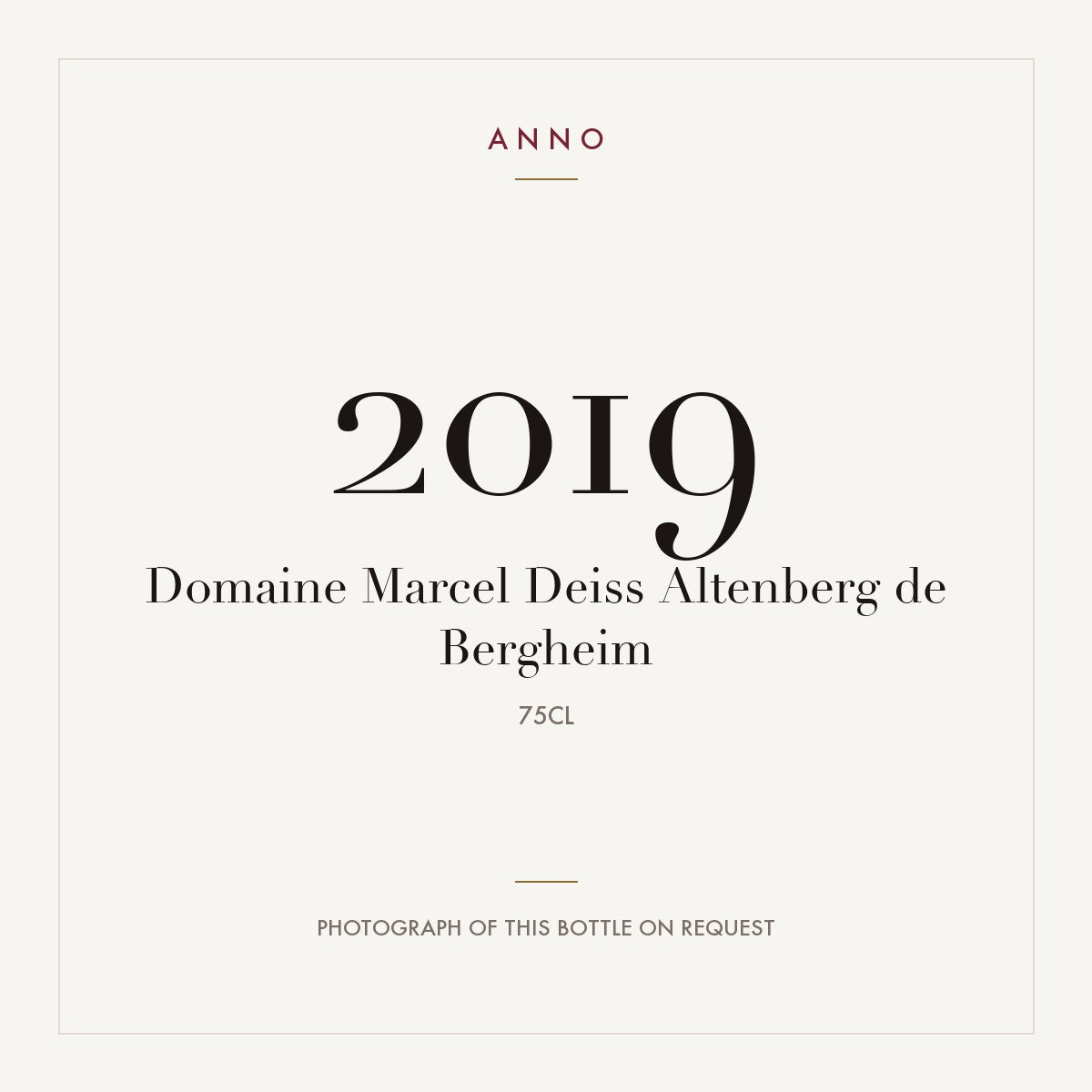Domaine Marcel Deiss Altenberg de Bergheim 2019 0,75l — ANNO vintage card; photograph of the actual bottle available on request
