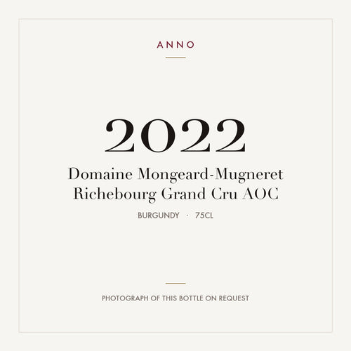 Domaine Mongeard-Mugneret Richebourg Grand Cru 2022 AOC 0,75l, Bourgogne — ANNO-jaargangkaart; foto van de echte fles op aanvraag