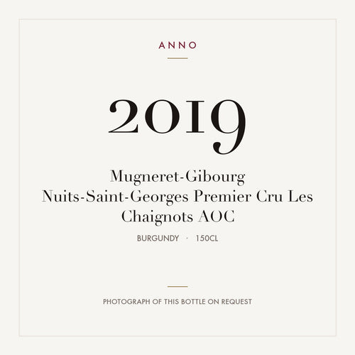Mugneret-Gibourg Nuits-Saint-Georges Premier Cru Les Chaignots 2019 AOC 1,5l, Bourgogne — ANNO-årgangskort; foto af den faktiske flaske på forespørgsel