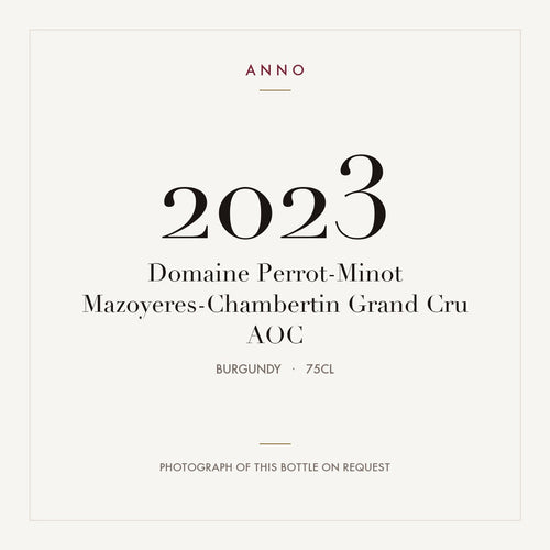 Domaine Perrot-Minot Mazoyeres-Chambertin Grand Cru 2023 AOC 0,75l, Bourgogne — ANNO-årgangskort; foto af den faktiske flaske på forespørgsel