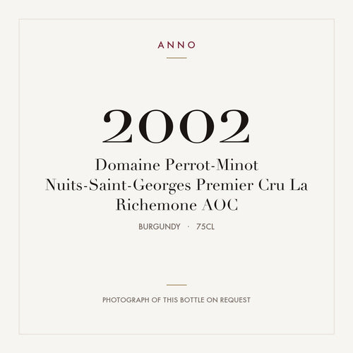 Domaine Perrot-Minot Nuits-Saint-Georges Premier Cru La Richemone 2002 AOC 0,75l, 勃根地 — ANNO 年份卡;實際酒瓶照片可應要求提供