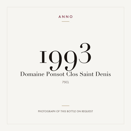 Domaine Ponsot Clos Saint-Denis Grand Cru 1993 AOC 0,75l — ANNO vintage card; photograph of the actual bottle available on request