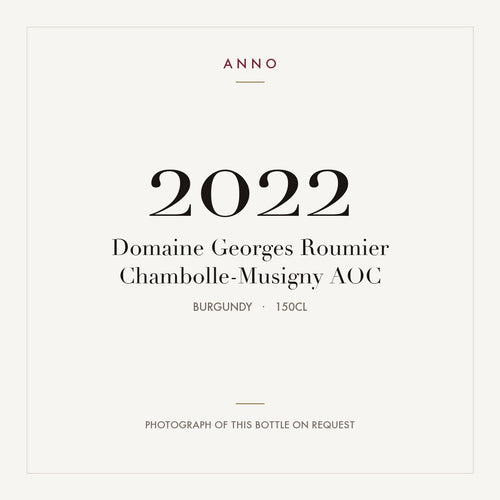 Domaine Georges Roumier Chambolle-Musigny 2022 AOC 1,5l, Borgoña — tarjeta de añada ANNO; foto de la botella real disponible bajo petición