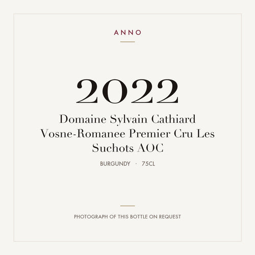 Domaine Sylvain Cathiard Vosne-Romanee Premier Cru Les Suchots 2022 AOC 0,75l, Burgund — ANNO-Jahrgangskarte; Foto der tatsächlichen Flasche auf Anfrage
