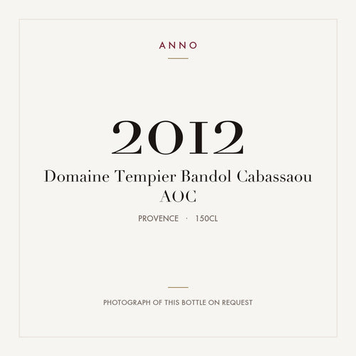 Domaine Tempier Bandol Cabassaou 2012 AOC 1,5l, 普羅旺斯 — ANNO 年份卡;實際酒瓶照片可應要求提供